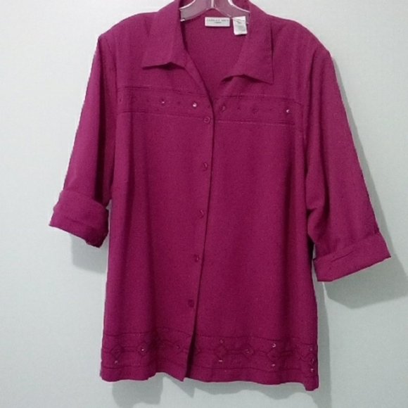 Carroll Reed mauve button down shirt - Picture 1 of 6
